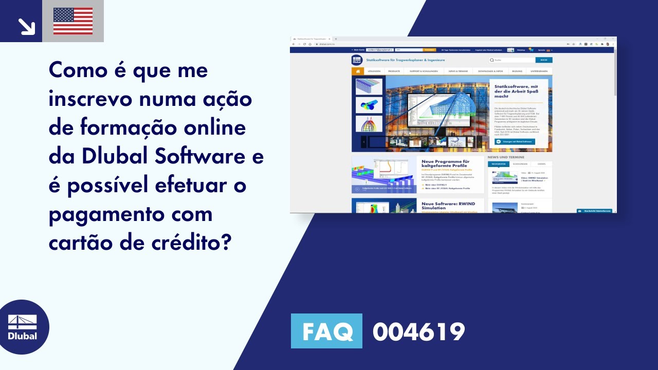 FAQ 004619 | Como é que me inscrevo numa formação online da Dlubal Software e posso pagar com cartão de crédito ...