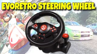 EvoRetro Steering Wheel with Pedals for PS4, Switch, & More
