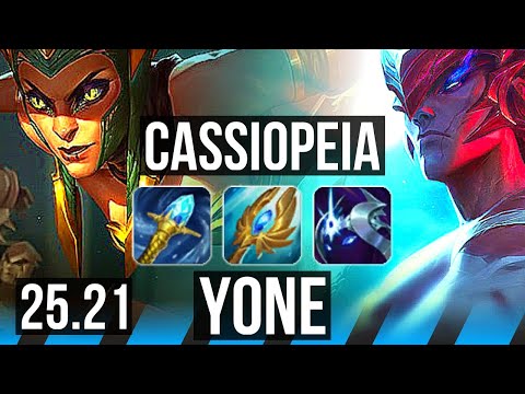CASSIOPEIA vs YONE (MID) | 2000+ games, Godlike | EUW Master | 25.21