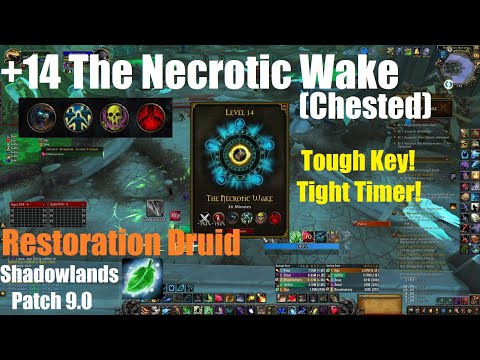 +14 Necrotic Wake (Tyrannical) Chested - Night Fae Restoration Druid - World of Warcraft Shadowlands