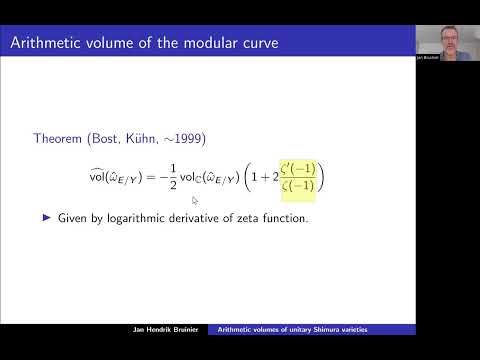 Jan Hendrik Bruinier: Arithmetic volumes of unitary Shimura varieties (NTWS 257)