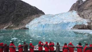 Time-lapse of tourists on icebreaker ship, Greenland