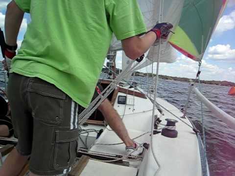 Windward takedown, gybe around the mark