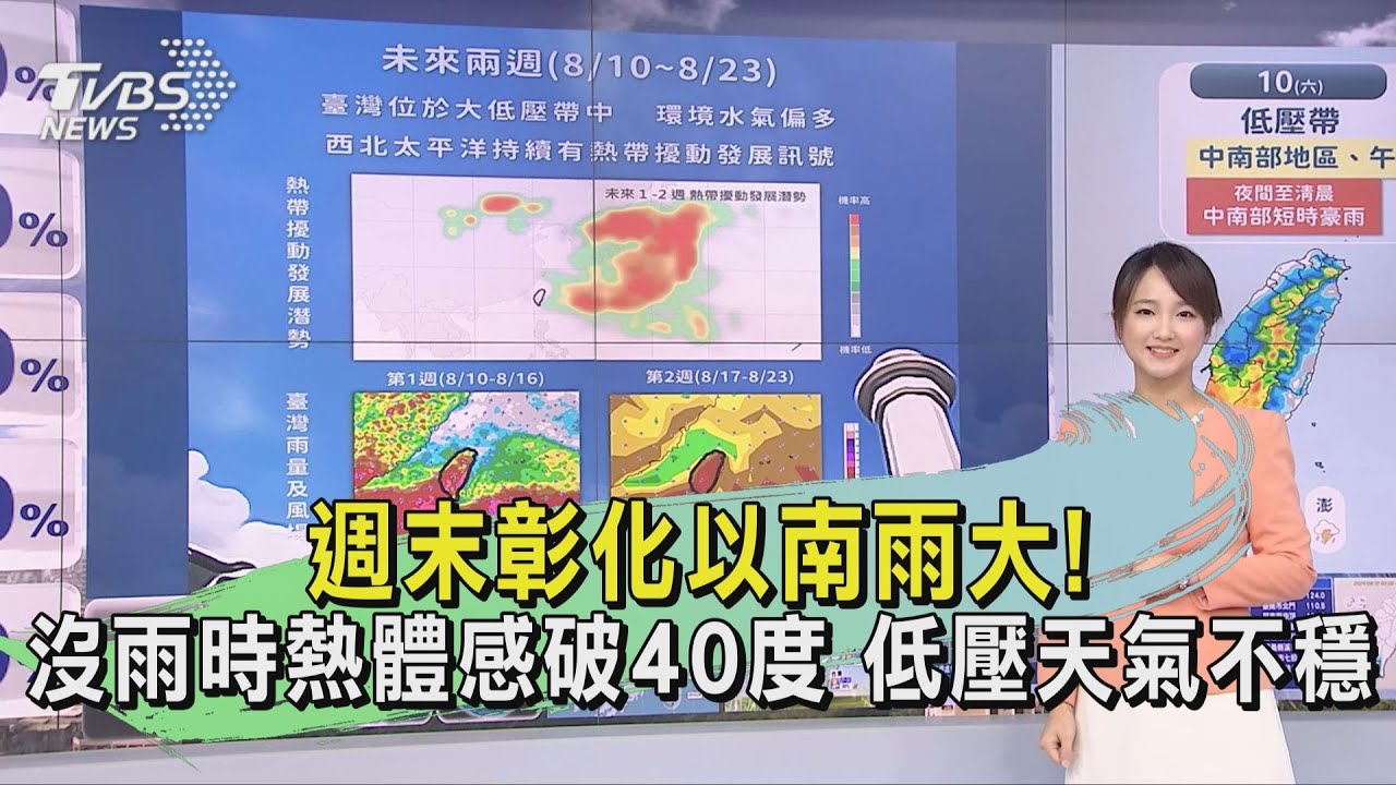 天氣/週末彰化以南雨大!沒雨時熱體感破40度 低壓天氣不穩
