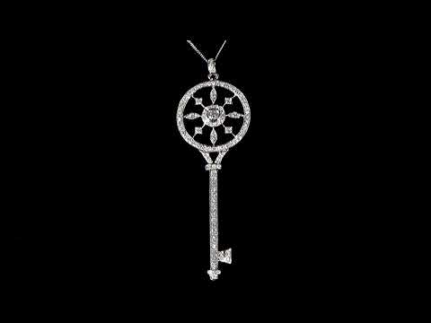 18k White Gold Diamond Key Pendant, Stamped 'Tiffany & Co.'