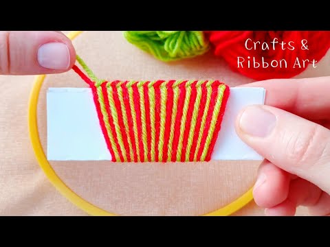 2 Super Easy Flower Making Trick with Wool - Hand Embroidery Amazing Flower Design - Sewing Hack