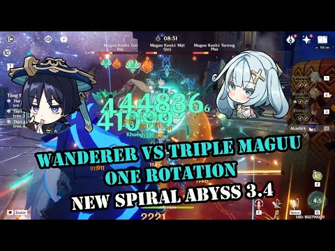 C1 Wanderer C1 Faruzan VS Triple Maguu [ONE ROTATION] - New Spiral Abyss 3.4