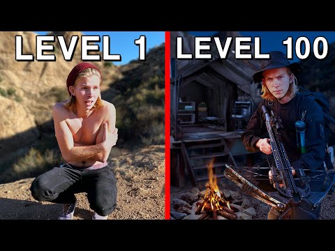 Level 1 vs Level 100 Survivalist! *SOLO OVERNIGHT SURVIVAL*