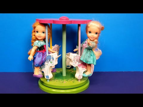 Merry go Round ! Elsa & Anna toddlers - Ferris wheel - LOL dolls bath