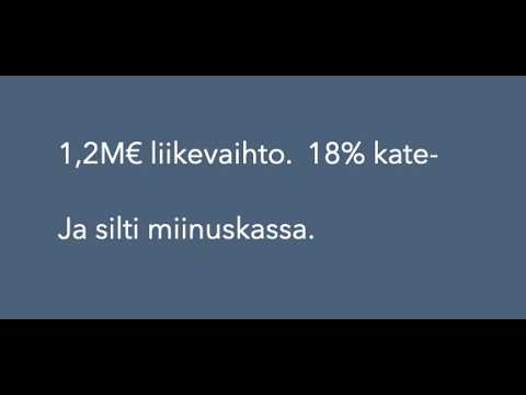 1,2 M€ liikevaihto. 18% kate. Silti miinuskassa.