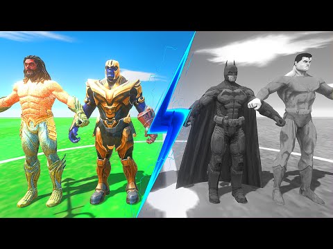 AQUAMAN AND THANOS VS BATMAN AND SUPERMAN - Animal Revolt Battle Simulator
