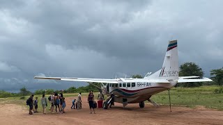 Cessna 208 Landing at airstrip in Selous Game Reserve - February 2020