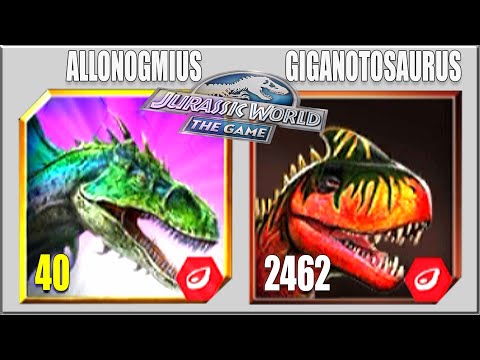ALLONOGMIUS vs GIGANOTOSAURUS | JURASSIC WORLD THE GAME