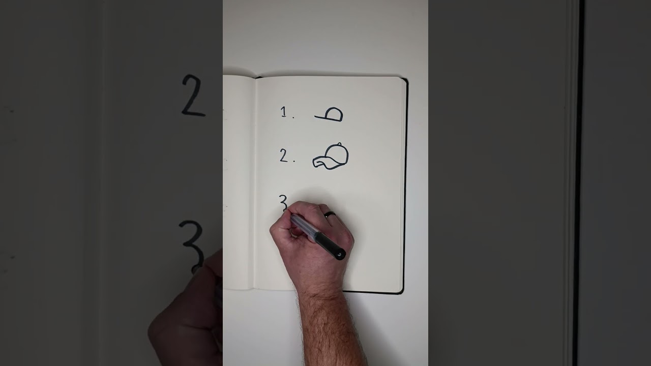 How to Draw Cartoon Baseball Caps - Beginner to Advanced in Under 30 Seconds