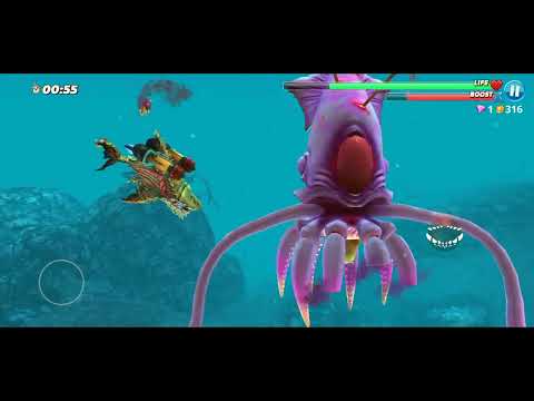 Hungry Shark World - ancient megalodon VS Colossal squid boss New 2024