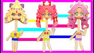 プリキュア水着あみだくじ❤️あみだくじでかわいい水着におきがえしてプールに行こう🏝️名探偵プリキュア