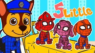 🌟 FIVE LITTLE DOGS 🌟 with Paw Patrol as Spiderman | Nursery Rhymes | Cartoons for kids