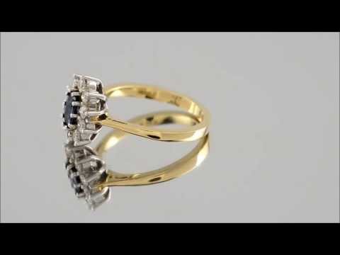 18ct Gold 1/2ct Diamond And Sapphire Cluster Ring - D2603
