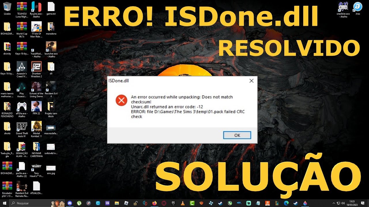 Erro ISDone.dll | Unarc.dll | Resolvido 2023 | Jogo não instala PARA NO MEIO e da o erro de dll
