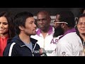 MANNY PACQUIAO AND ADRIEN BRONER FACEOFF AFTER TENSE FINAL PRESS CONFERENCE