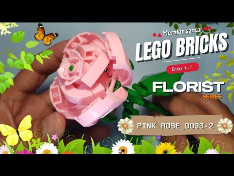 Merakit lego bricks Pink rose Florist block series 9093-2
