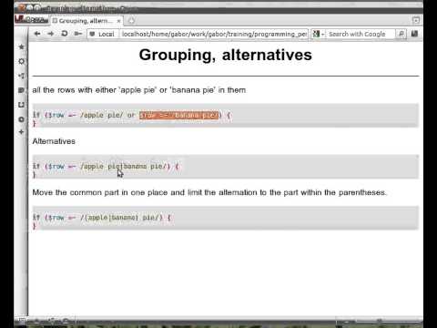 Beginner Perl Maven tutorial: 9.1 - Regex alternatives