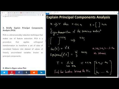 Question 8 -  Briefly Explain the Process of Principal Components Analysis PCA