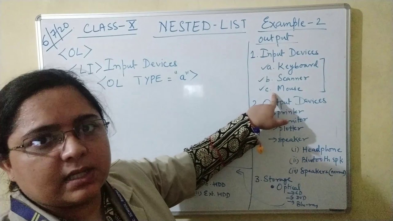 CLASS X - NESTED LISTS | EXAMPLE 2 | INTRODUCTION TO HTML CHAPTER - 5