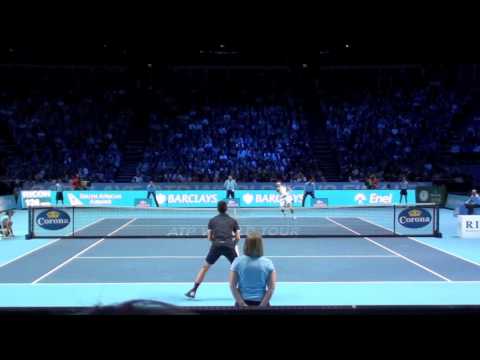 Djokovic - Ferrer London 2011 ATP Finals insane rally - court level