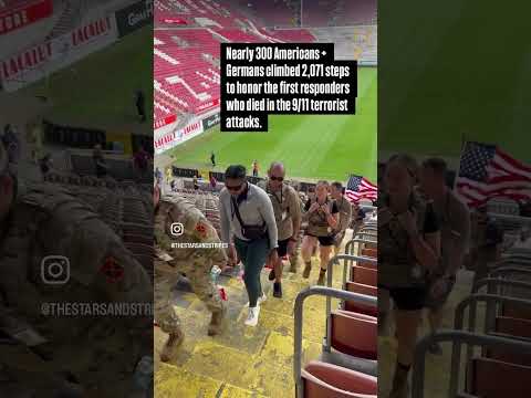 US military community, Germans honor 9 11 first responders with soccer stadium stair climb