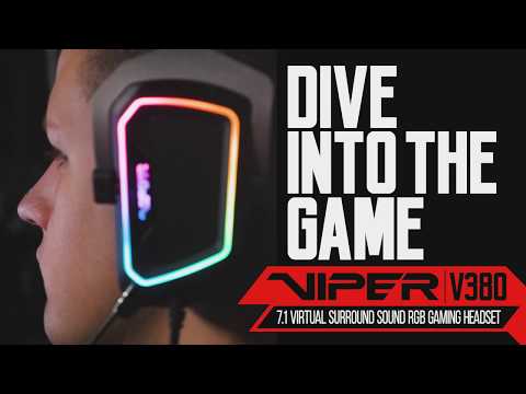Žaidimų ausinės PATRIOT VIPER V380 pilno spektro RGB, 7.1 Virtualus erdvinis garsas, atjungiamas mikrofonas video