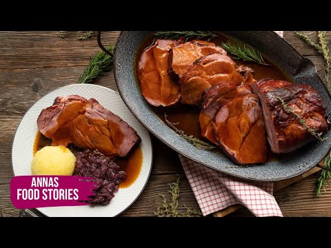 Schweinebraten vom Kassler Kamm mit deftiger Bratensoße  - leckeres Braten Rezept mit Schweinenacken