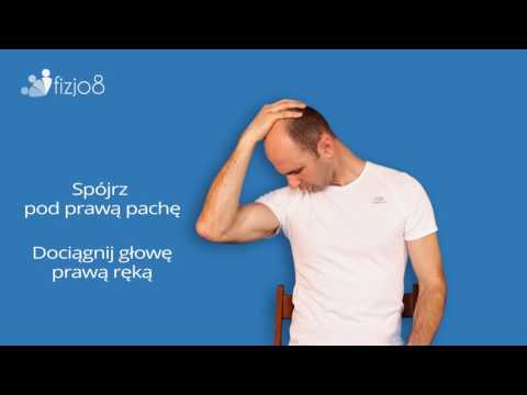 ćw. rozciągające mięśnie szyi - Skłon głowy do prawej pachy z pomocą ręki
