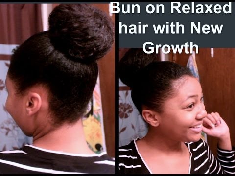 Textured Big Bun on Relaxed Hair (easy no weave) Video