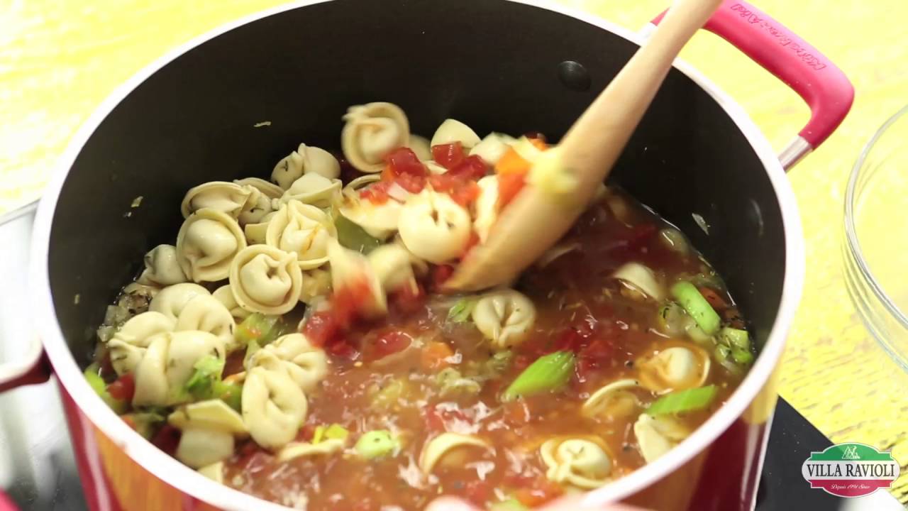 Hearty soup with veal-stuffed tortellini