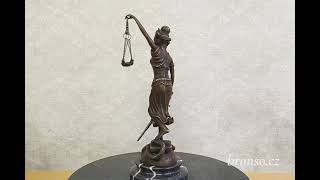 Spravedlnost – Justitia Themis, bronzová socha, elegantní soška bohyně práva