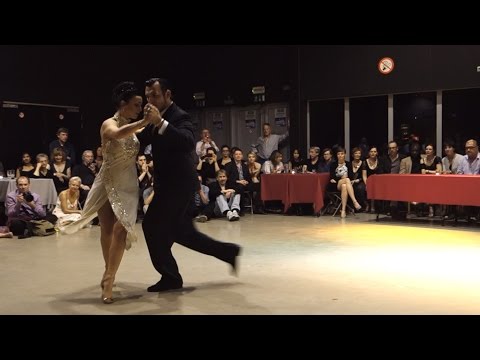  Anibal Lautaro  and  Valeria Maside  are  dancing  to  the  vals  "  Ilusion Azul  "  by  Alfredo De Angelis  at  Antwerpen Tango Festival  in  2015