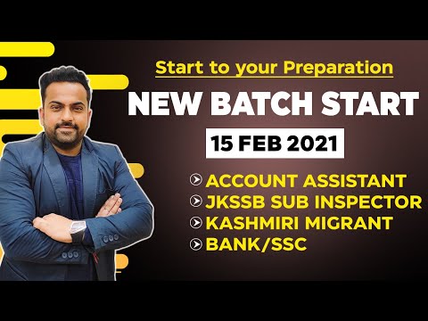 New Batch Start 2021 | Account Assistant | JKSSB Sub Inspector, Kashmiri Migrant &amp; Class IV