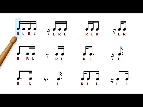 16th Note Rhythms – Play-Along Demo with Sticking Guide