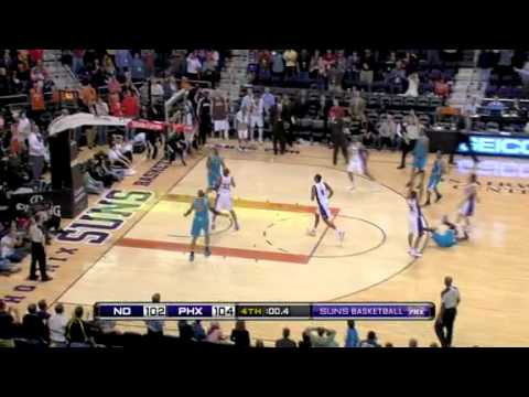 Grant Hill gets the questionable block on Marcus Thornton to seal the Suns' win over the Hornets