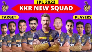 KKR Target Players 2022 | KKR Squad 2022 New Players | KKR Retained Players 2022 Mega Auction