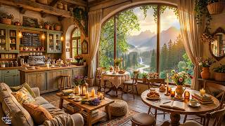 Ultimate Cozy Cabin Jazz 🌄~ Soft Relax Music with Forest & Mountain View | Coffee Study & Chill