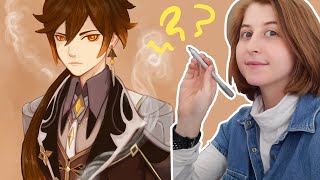 Drawing Zhongli the #1 Husbando in Genshin Impact