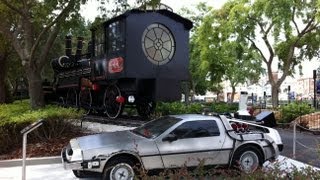 Back to the Future Delorean and train New location car - Universal Studios Orlando