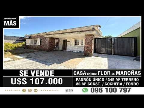 Video de YouTube - Casa Padrón Único Venta 2 Dormitorios Cochera Flor de Maroñas Montevideo iMas.uy MA *