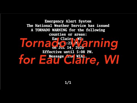 EAS Reenactment Mock: Tornado Warning for Eau Claire County, WI (Black DASDEC Screen) - 07/14/2020