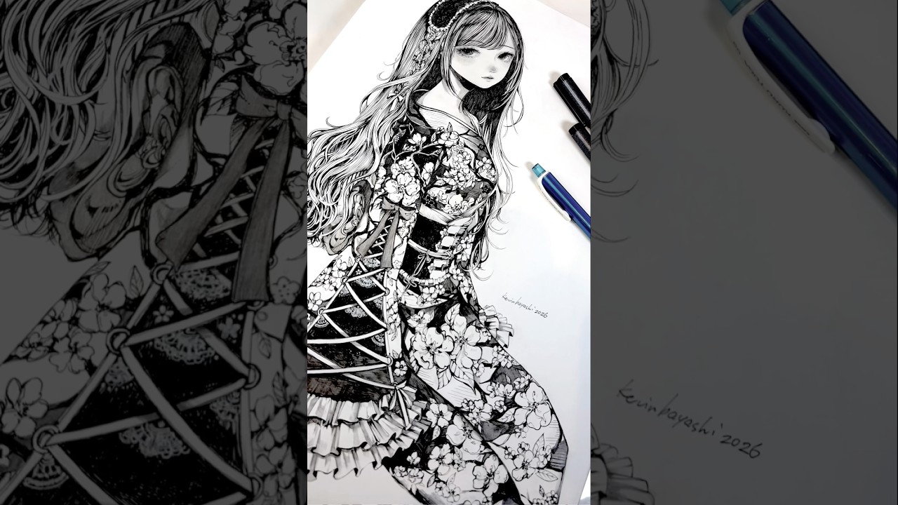 手描きで満開の桜を描くメイキング　#アナログイラスト #イラストメイキング #イラストレーター