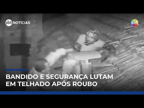 Criminoso invade loja pelo telhado e entra em luta com segurança | #SBTNotícias