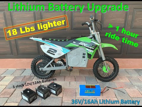 Lithium Battery Upgrade - Razor MX500 MX650 SX500 - 18 lbs lighter