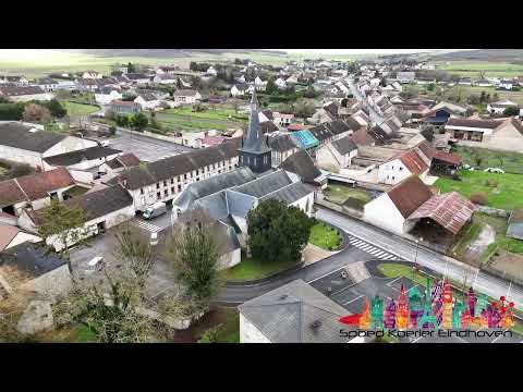 Drone footage church Saint-Memmie in Bergères-lès-Vertus - France. 2025